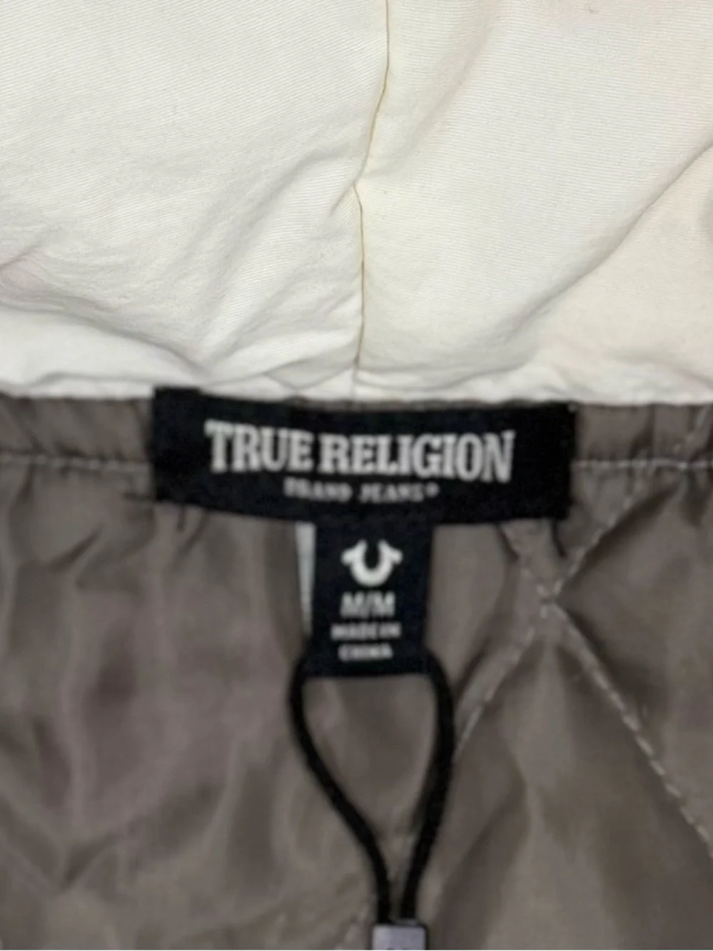 True Religion Cream, Black, Mint & Mustard Colorblock Hooded Jacket Men’s Sz-M